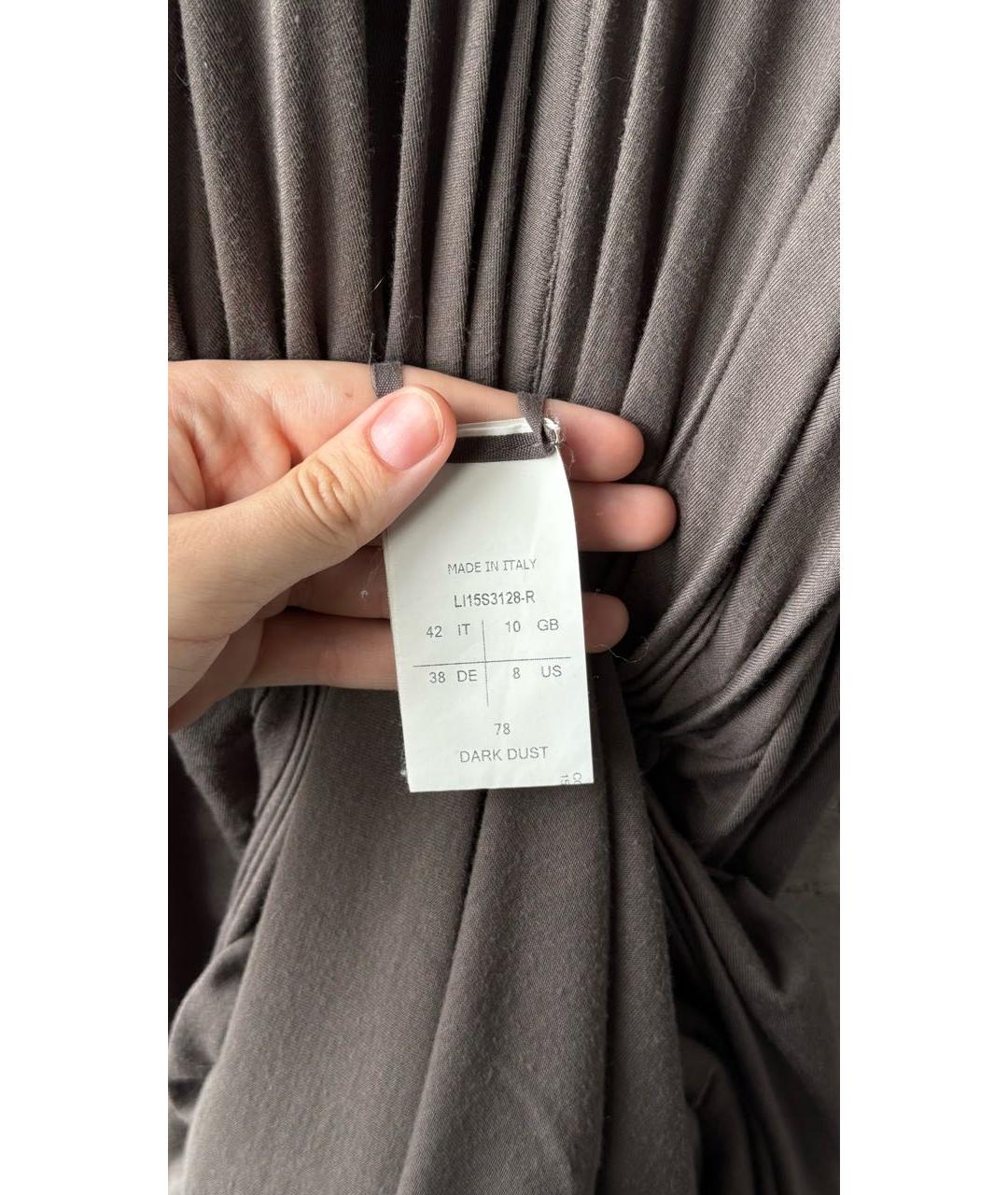 RICK OWENS Антрацитовое хлопковое повседневное платье, фото 5
