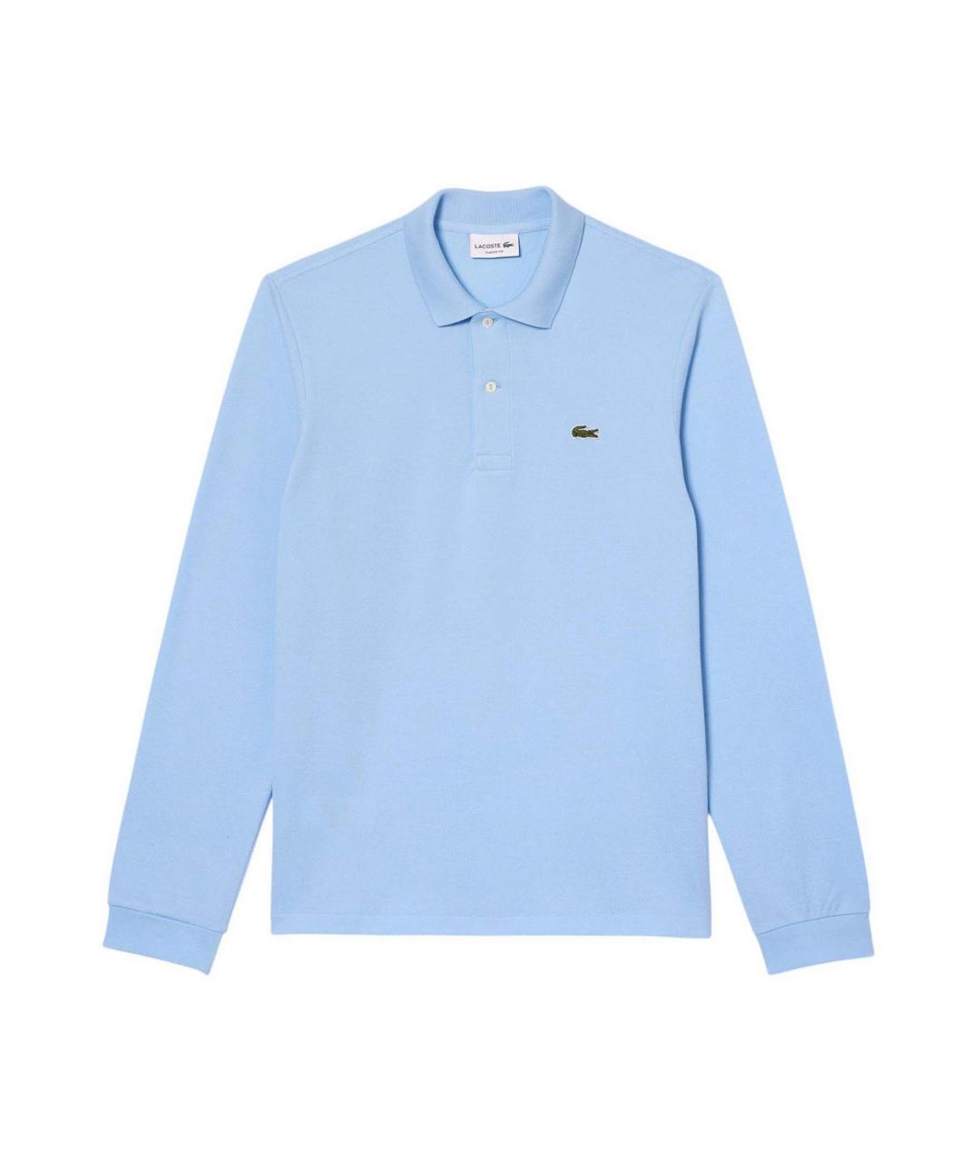 LACOSTE Голубое хлопковое поло с длинным рукавом, фото 1