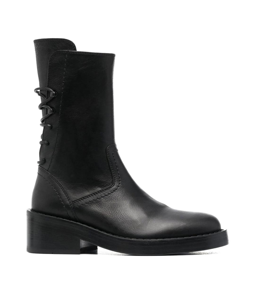 ANN DEMEULEMEESTER Черные кожаные ботинки, фото 1