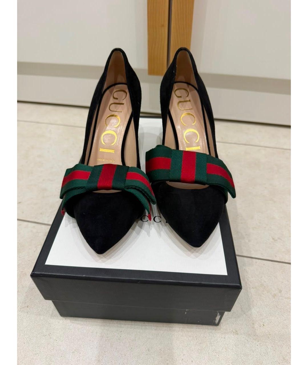 GUCCI Черные замшевые туфли, фото 2