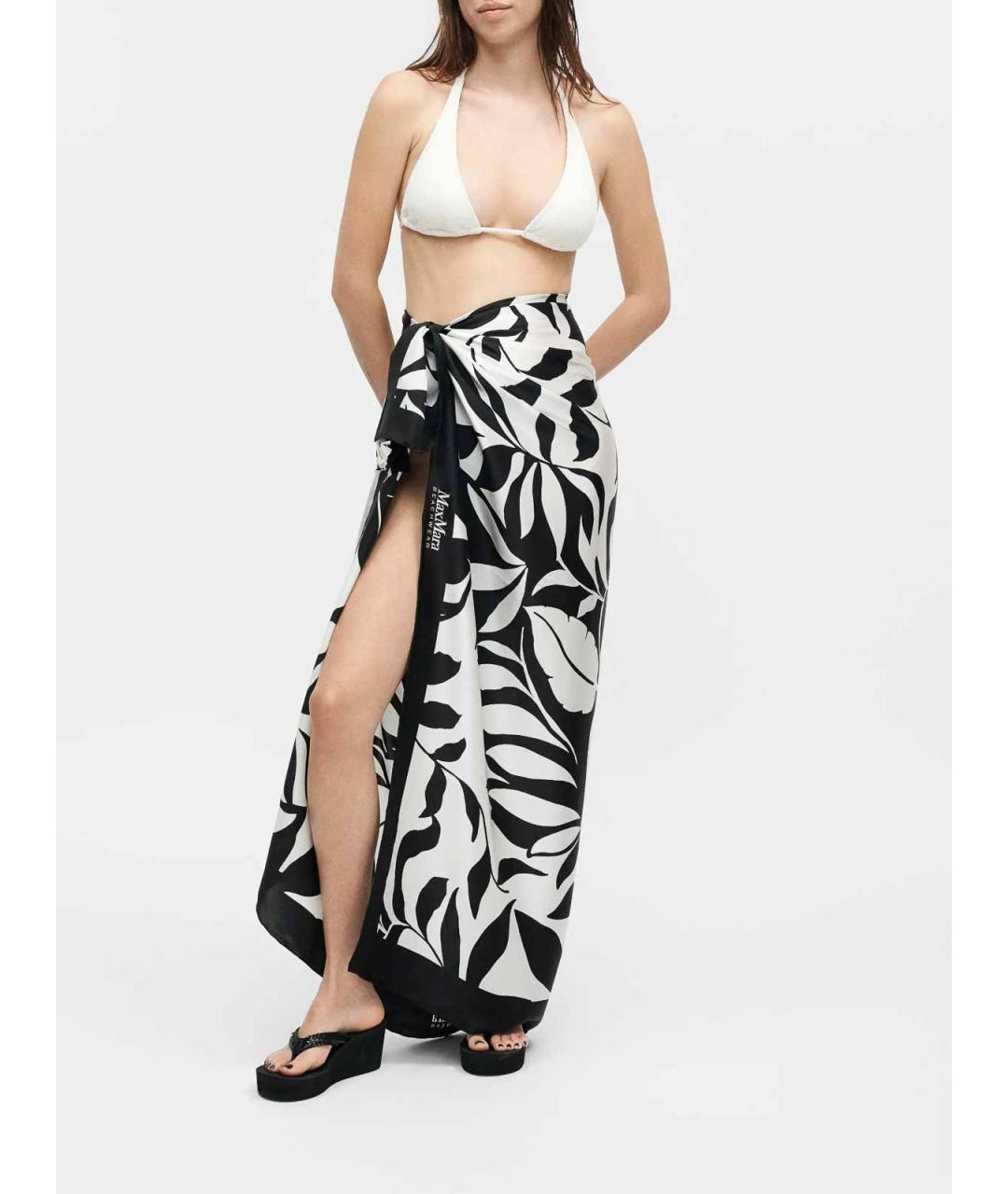 MAX MARA Черное полиэстеровое парео, фото 3