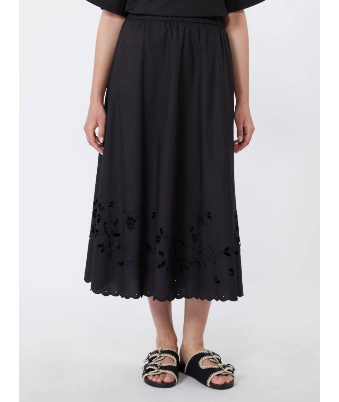 WEEKEND MAX MARA Черная хлопковая юбка макси, фото 3