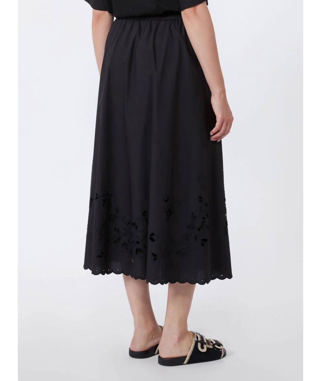 WEEKEND MAX MARA Черная хлопковая юбка макси, фото 2