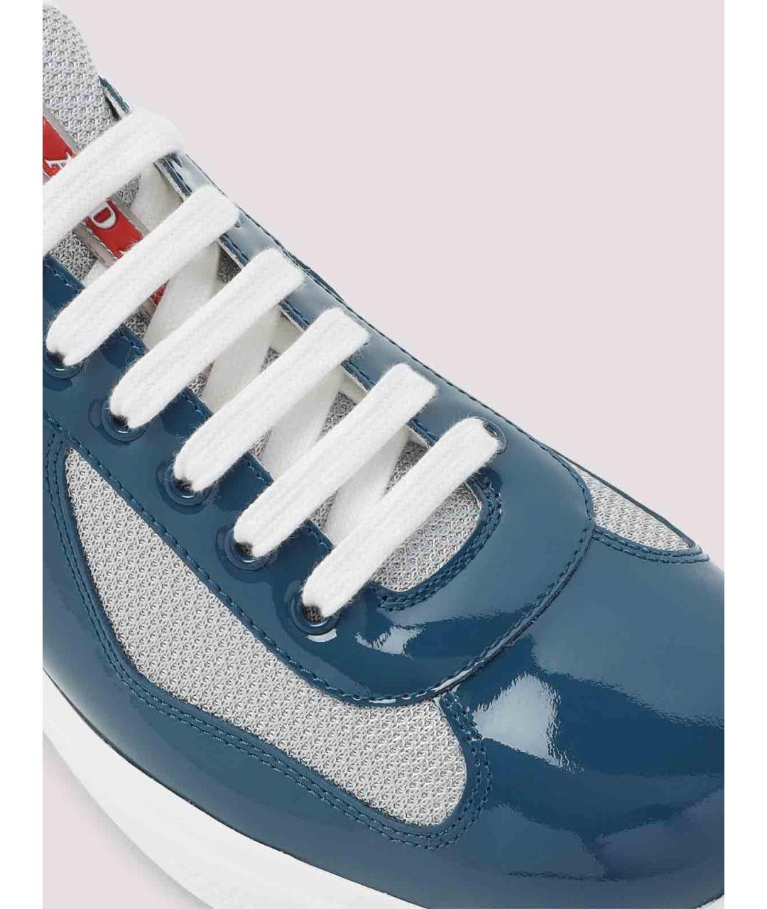 PRADA Синие текстильные низкие кроссовки / кеды, фото 4