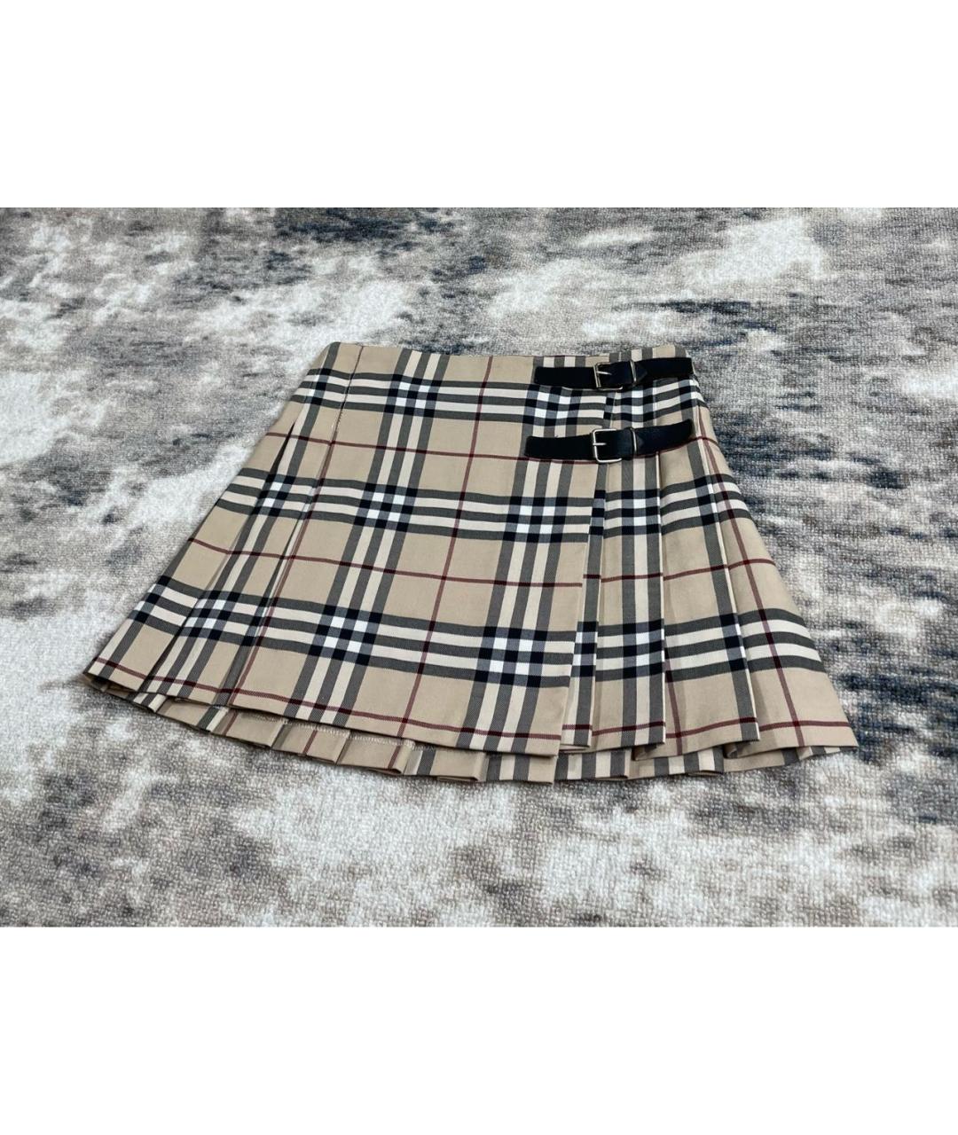 BURBERRY Бежевая полиэстеровая юбка мини, фото 3