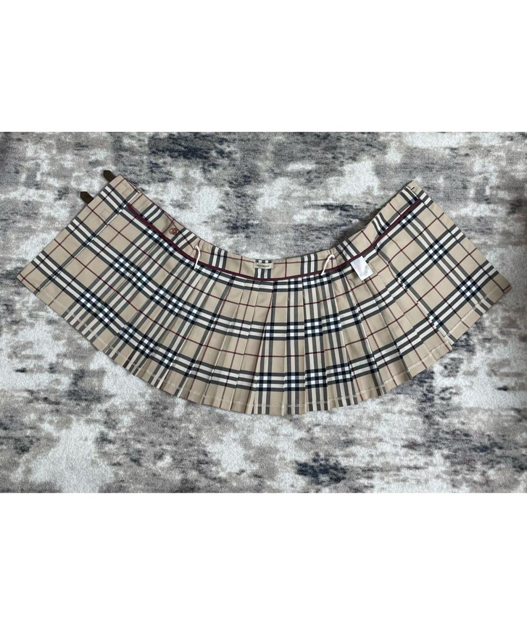 BURBERRY Бежевая полиэстеровая юбка мини, фото 4