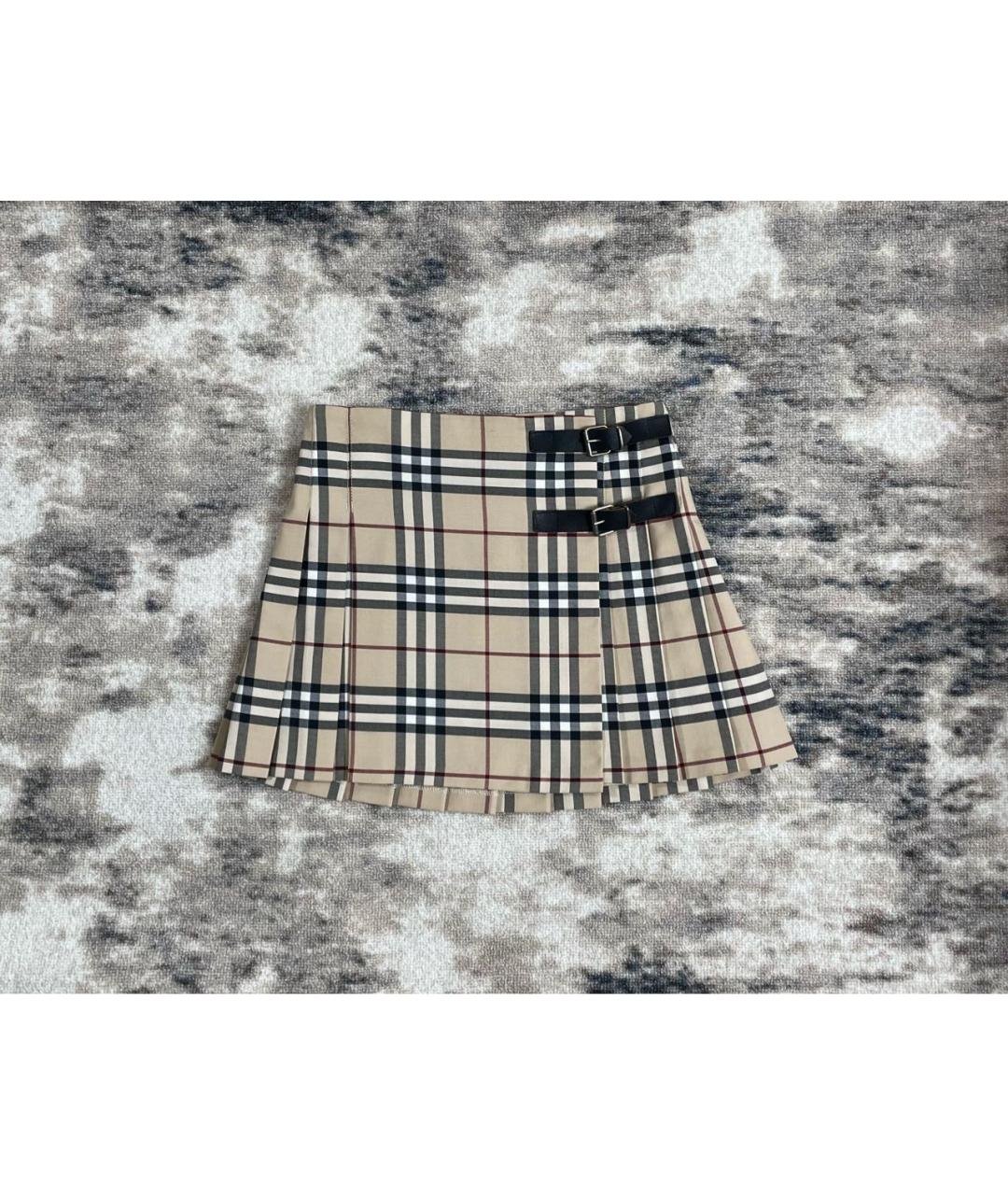 BURBERRY Бежевая полиэстеровая юбка мини, фото 6
