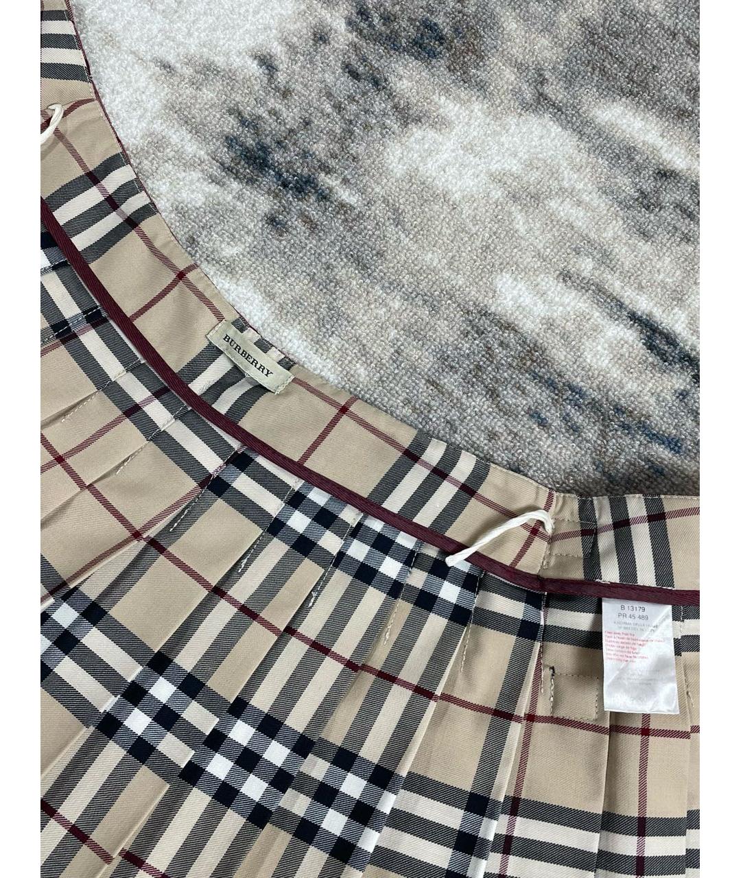 BURBERRY Бежевая полиэстеровая юбка мини, фото 5