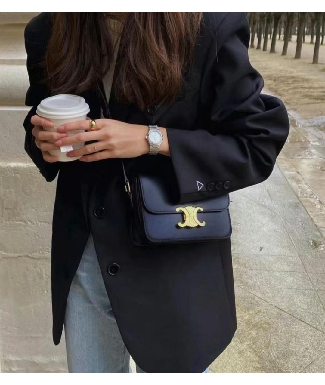 CELINE Черная кожаная сумка через плечо, фото 3