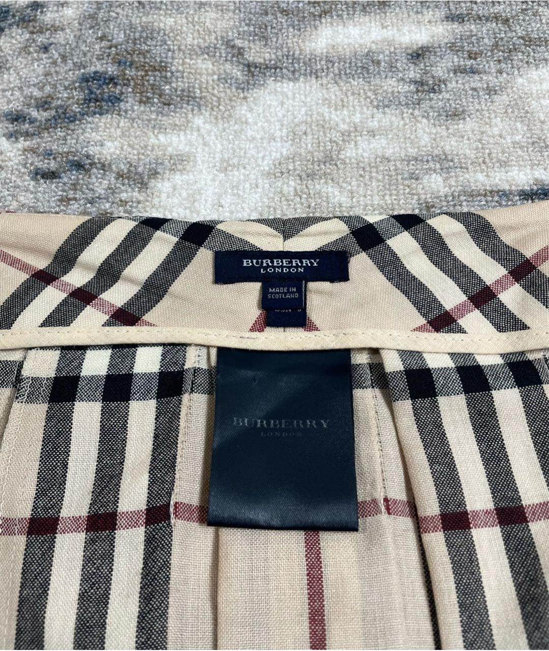 BURBERRY Бежевая шерстяная юбка мини, фото 5