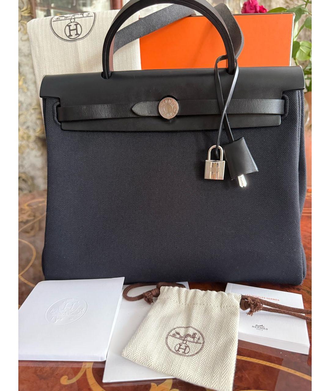 HERMES Черная тканевая сумка через плечо, фото 4