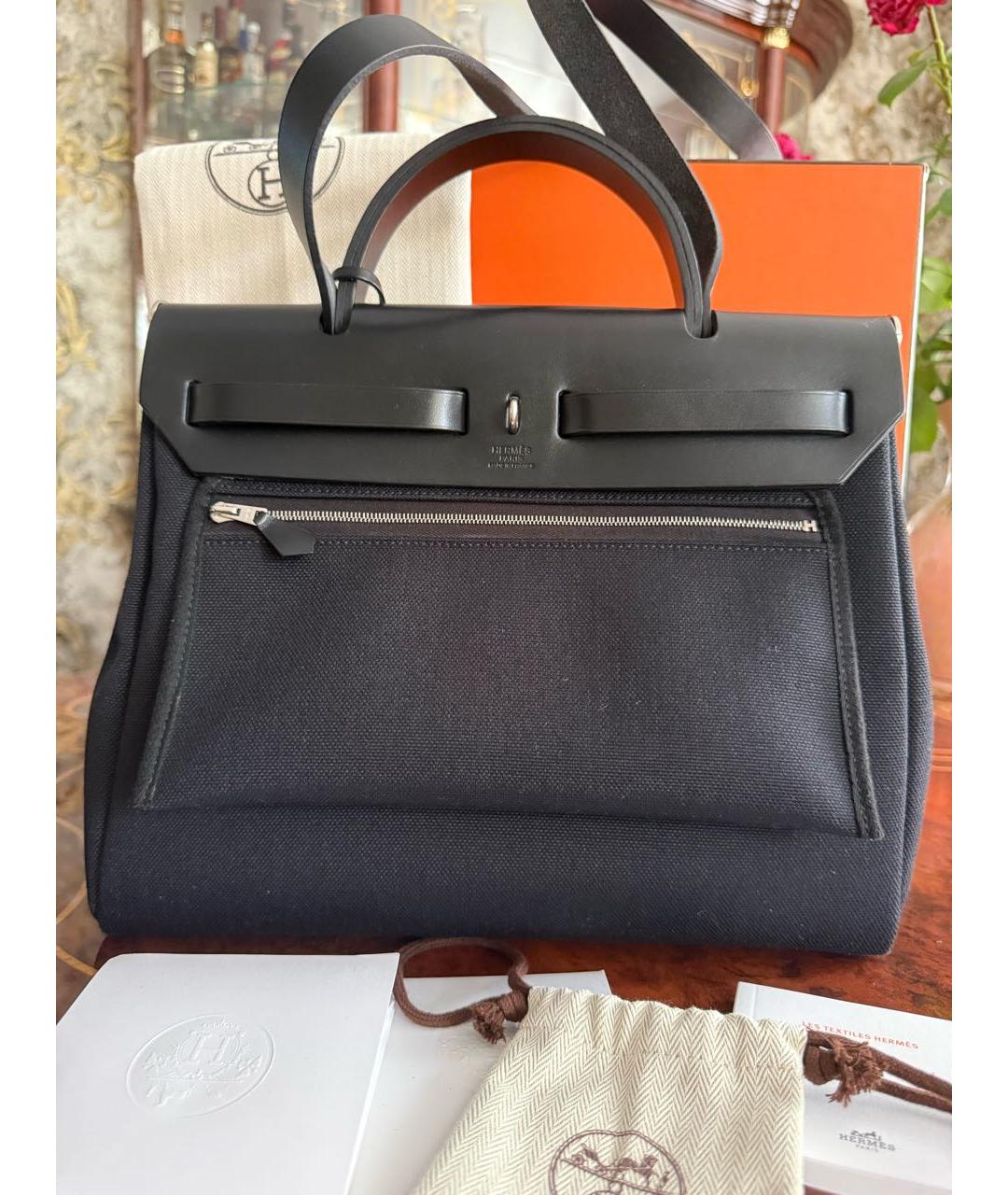 HERMES Черная тканевая сумка через плечо, фото 5