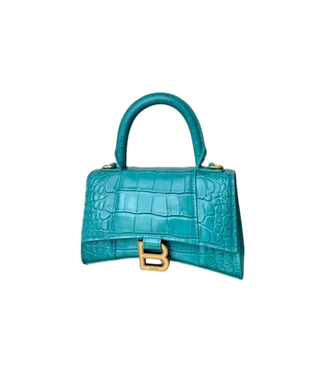 BALENCIAGA Бирюзовая кожаная сумка с короткими ручками, фото 4