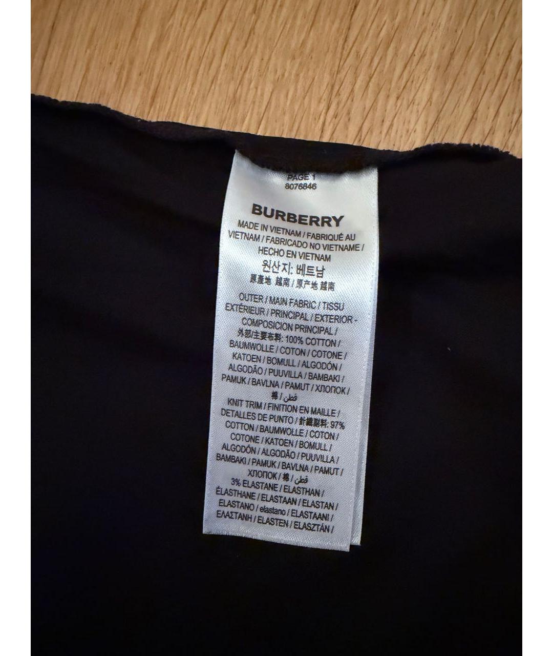 BURBERRY Черная хлопковая футболка, фото 5