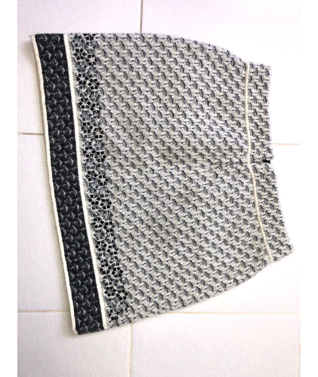 CHANEL PRE-OWNED Серебряная твидовая юбка мини, фото 3