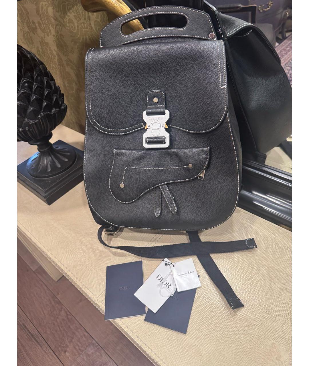 CHRISTIAN DIOR Черный кожаный рюкзак, фото 4