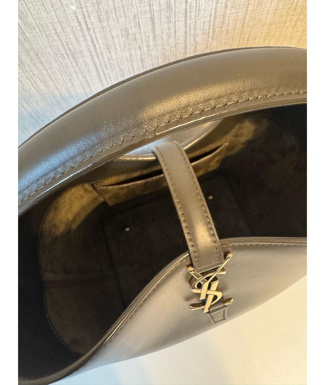 SAINT LAURENT Хаки кожаная сумка тоут, фото 4