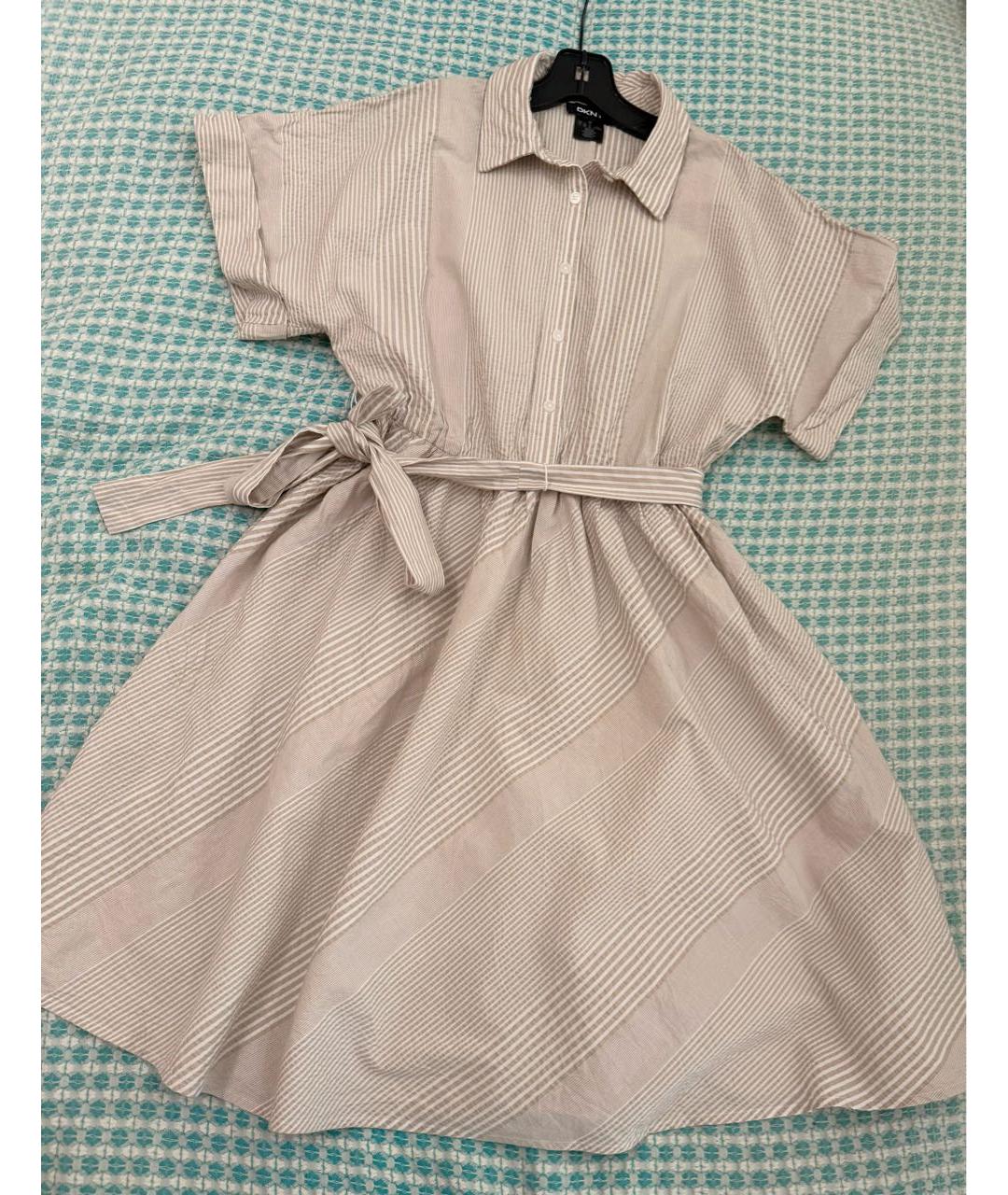 DKNY Бежевое хлопковое повседневное платье, фото 2