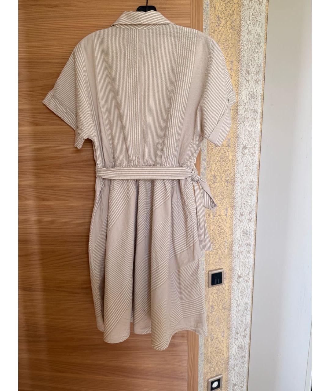 DKNY Бежевое хлопковое повседневное платье, фото 4