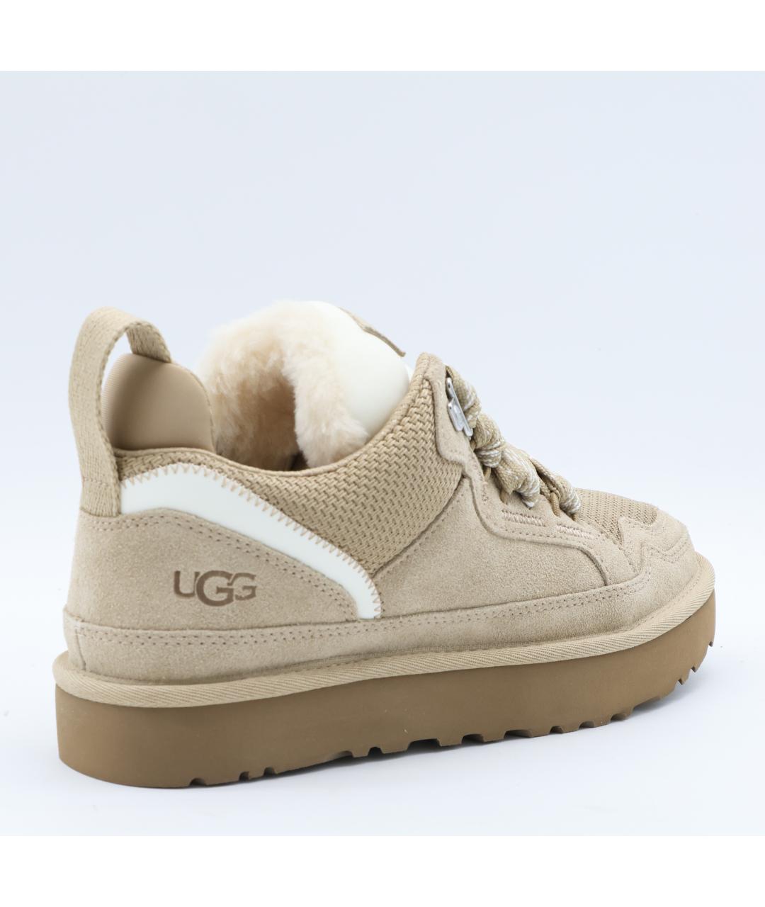UGG Бежевые кожаные кроссовки, фото 3