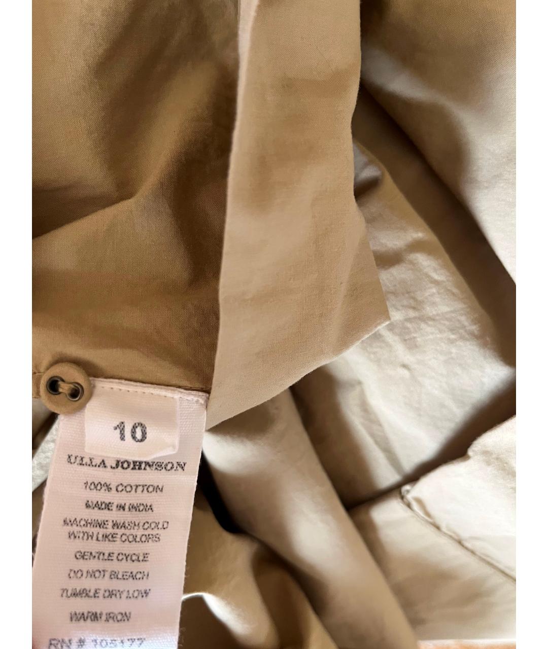 ULLA JOHNSON Бежевое хлопковое повседневное платье, фото 7