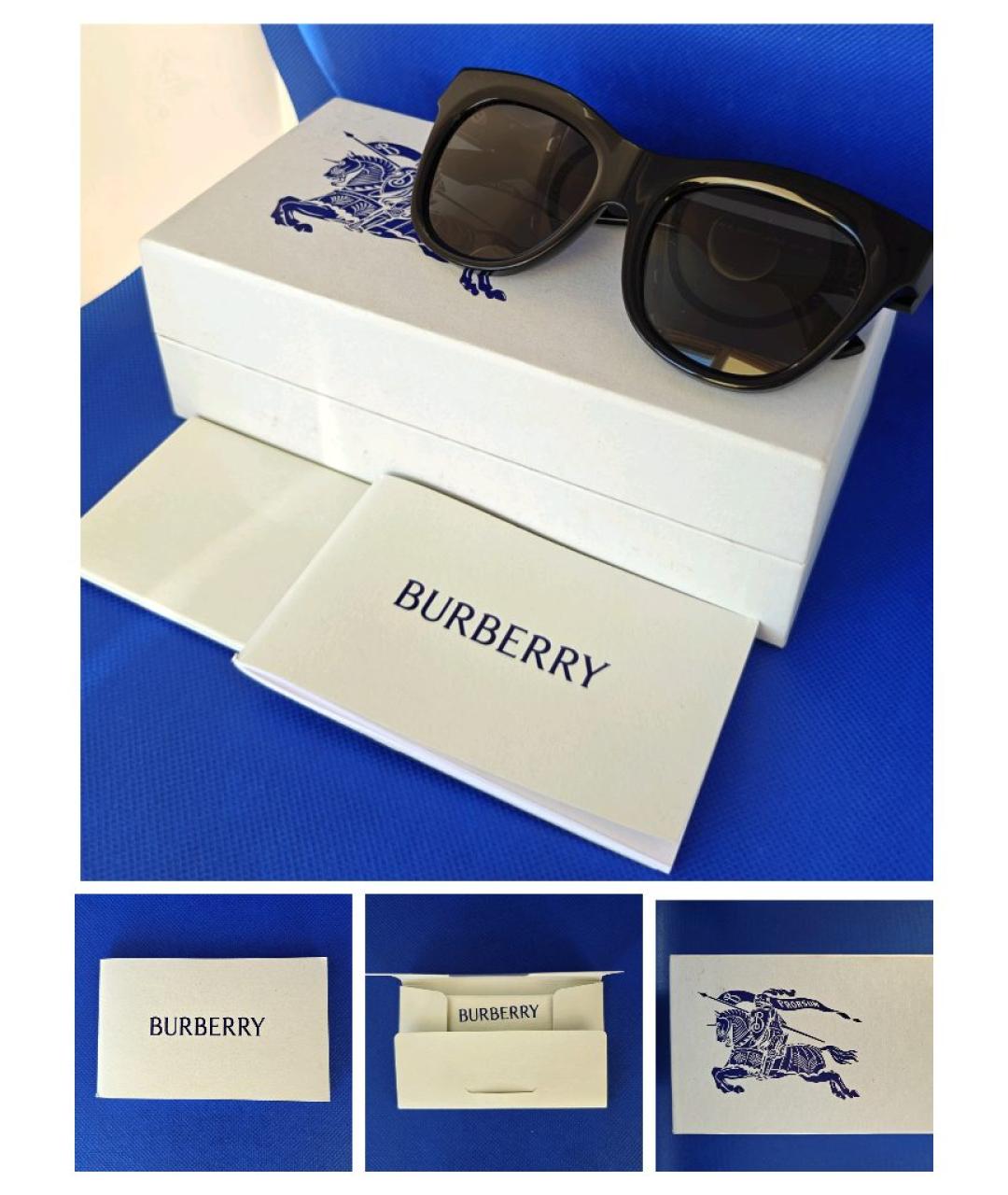BURBERRY Черные пластиковые солнцезащитные очки, фото 2
