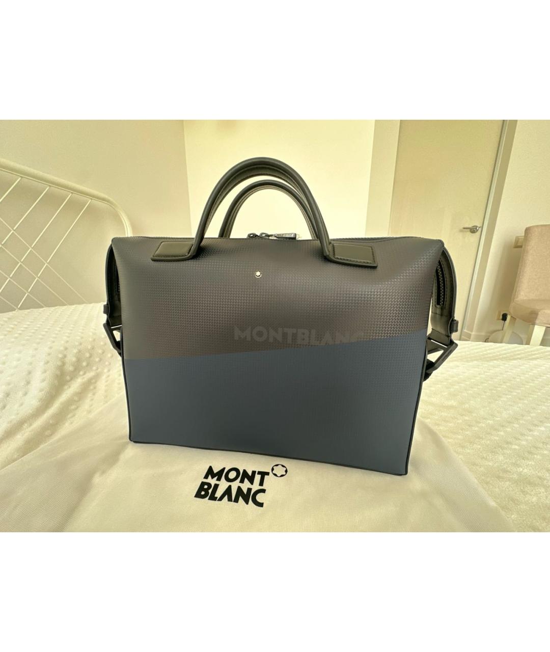 MONTBLANC Темно-синяя кожаная сумка на плечо, фото 5