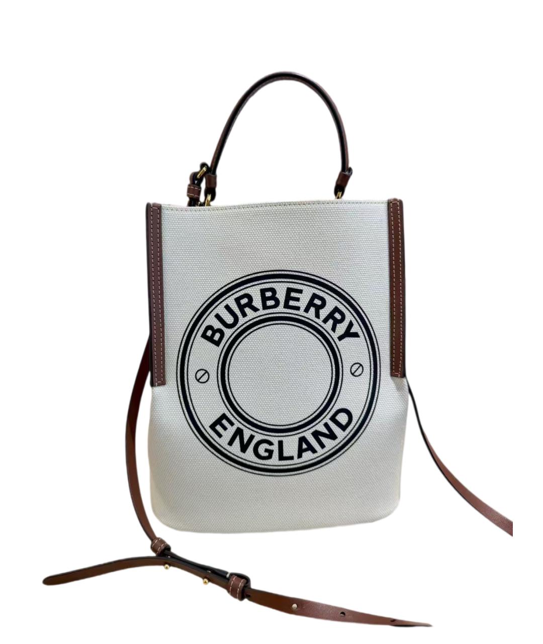 BURBERRY Бежевая тканевая сумка с короткими ручками, фото 7