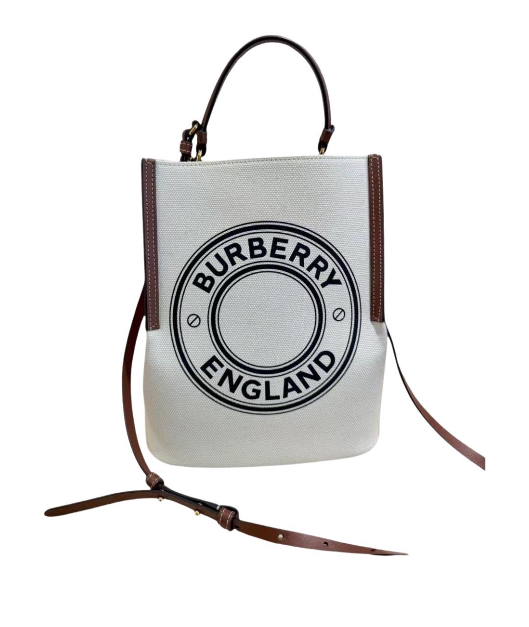 BURBERRY Бежевая тканевая сумка с короткими ручками, фото 1