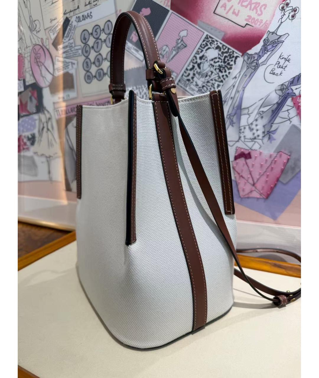 BURBERRY Бежевая тканевая сумка с короткими ручками, фото 4