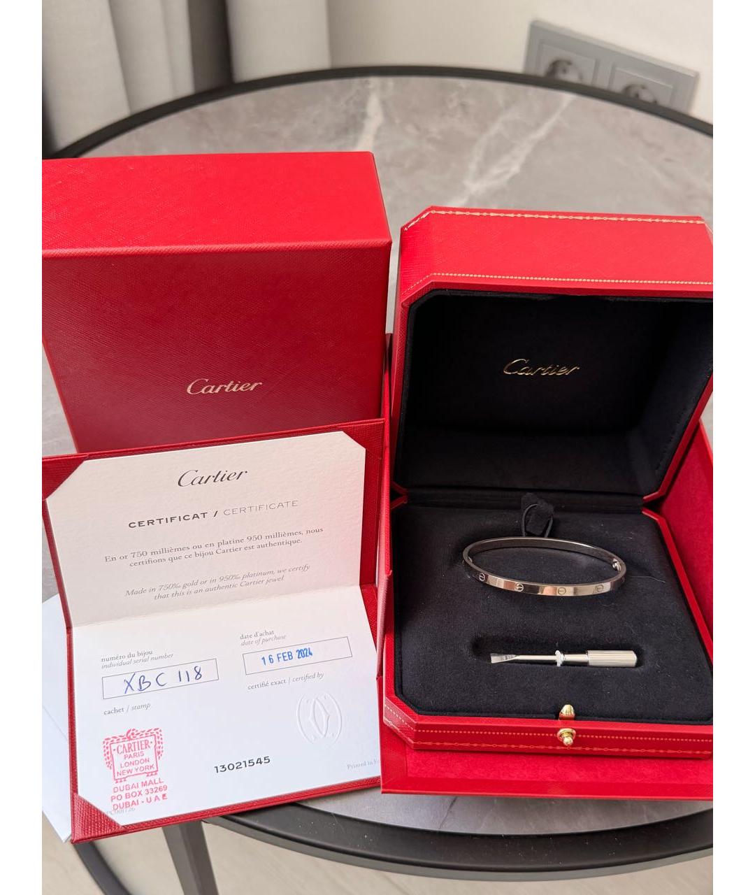CARTIER Серебряный браслет из белого золота, фото 4