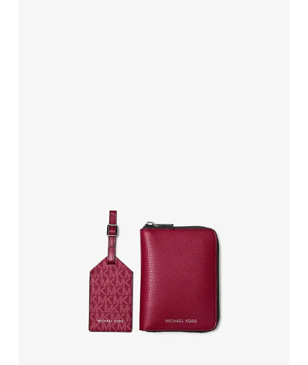 MICHAEL KORS Бордовый кожаный кошелек, фото 7
