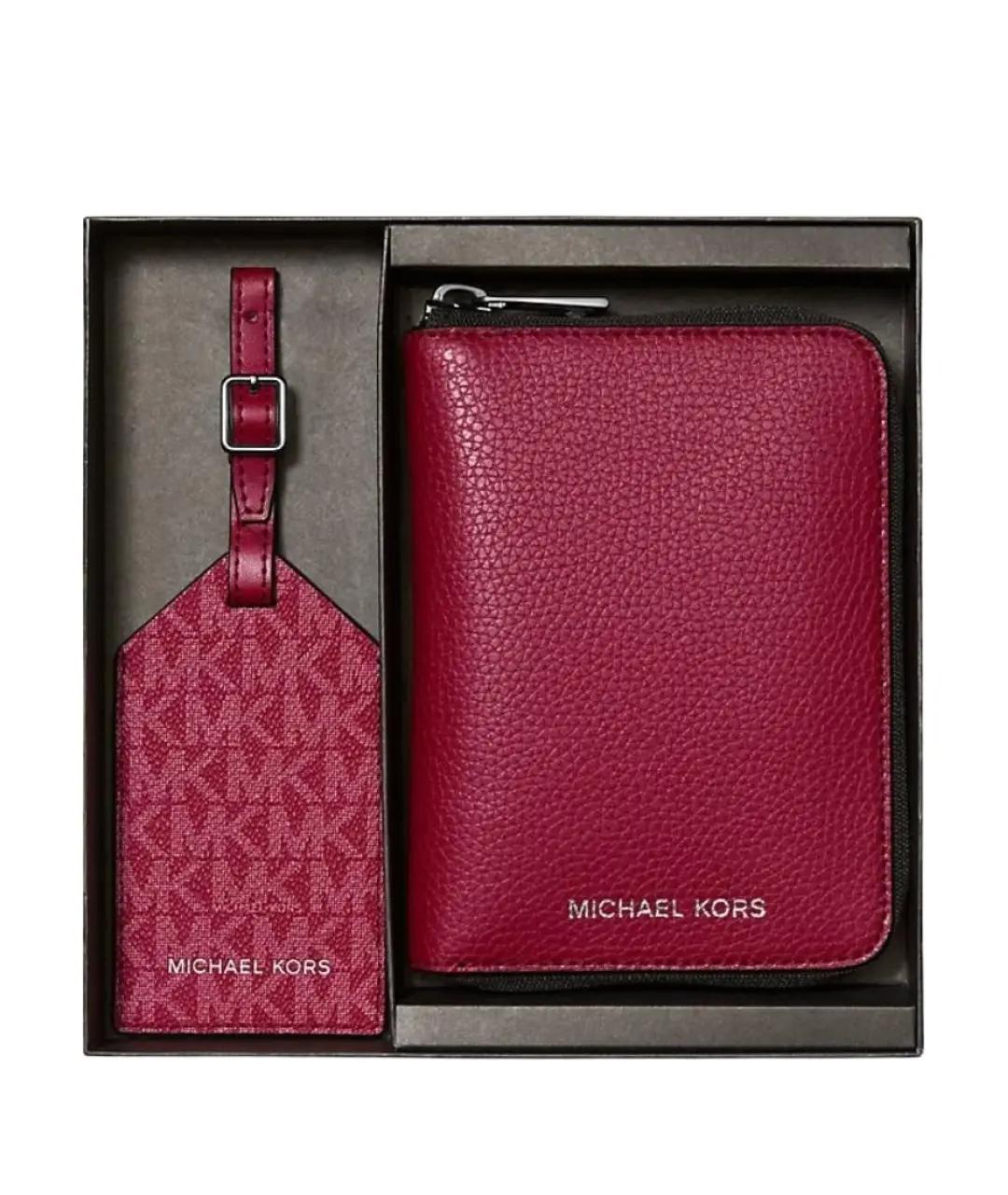 MICHAEL KORS Бордовый кожаный кошелек, фото 2