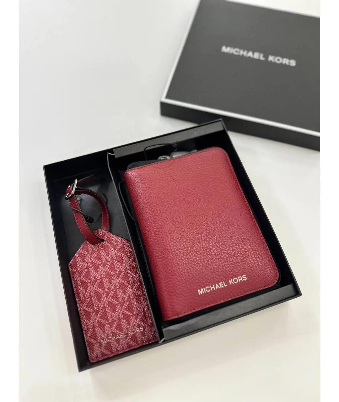 MICHAEL KORS Бордовый кожаный кошелек, фото 4