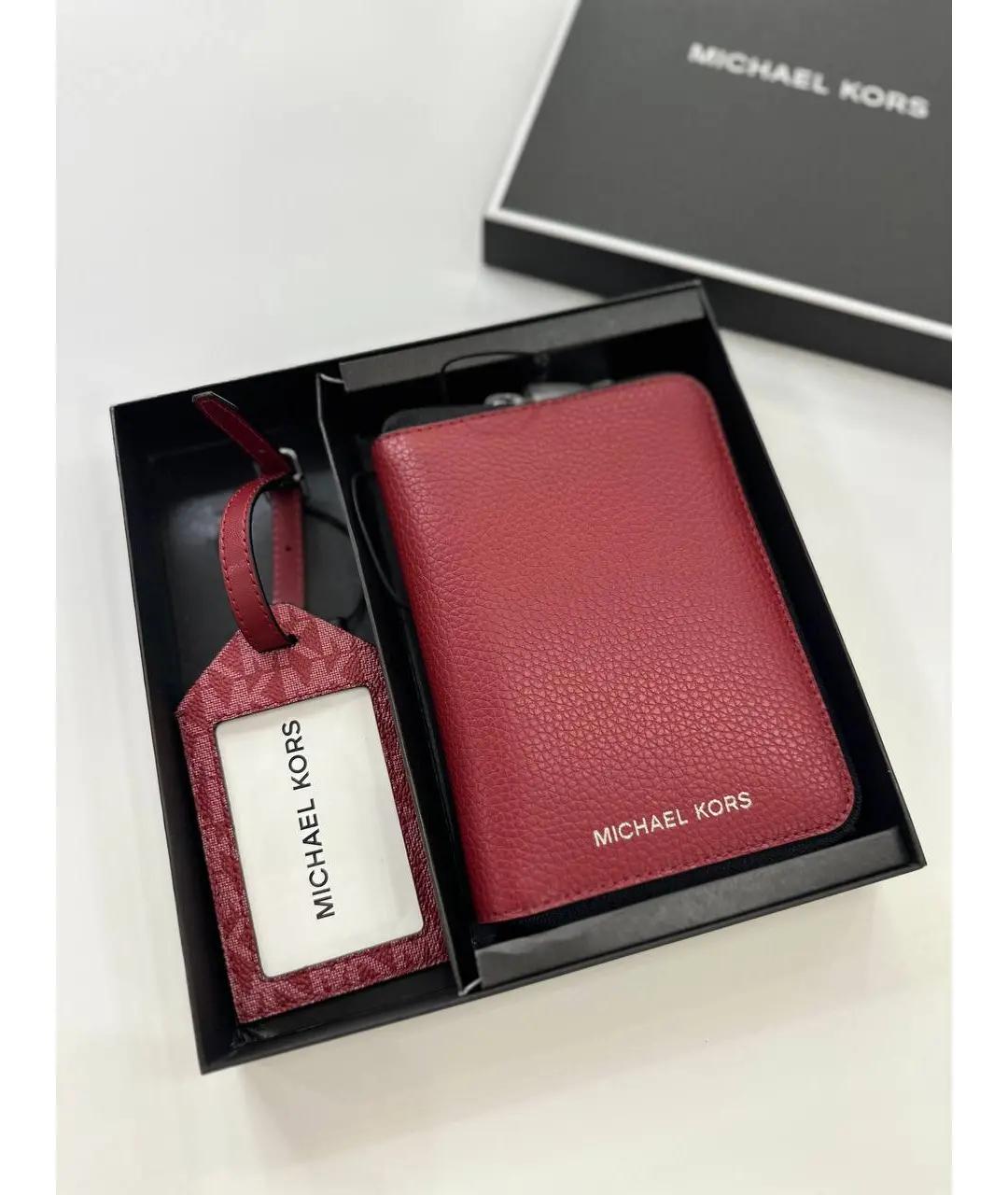 MICHAEL KORS Бордовый кожаный кошелек, фото 6