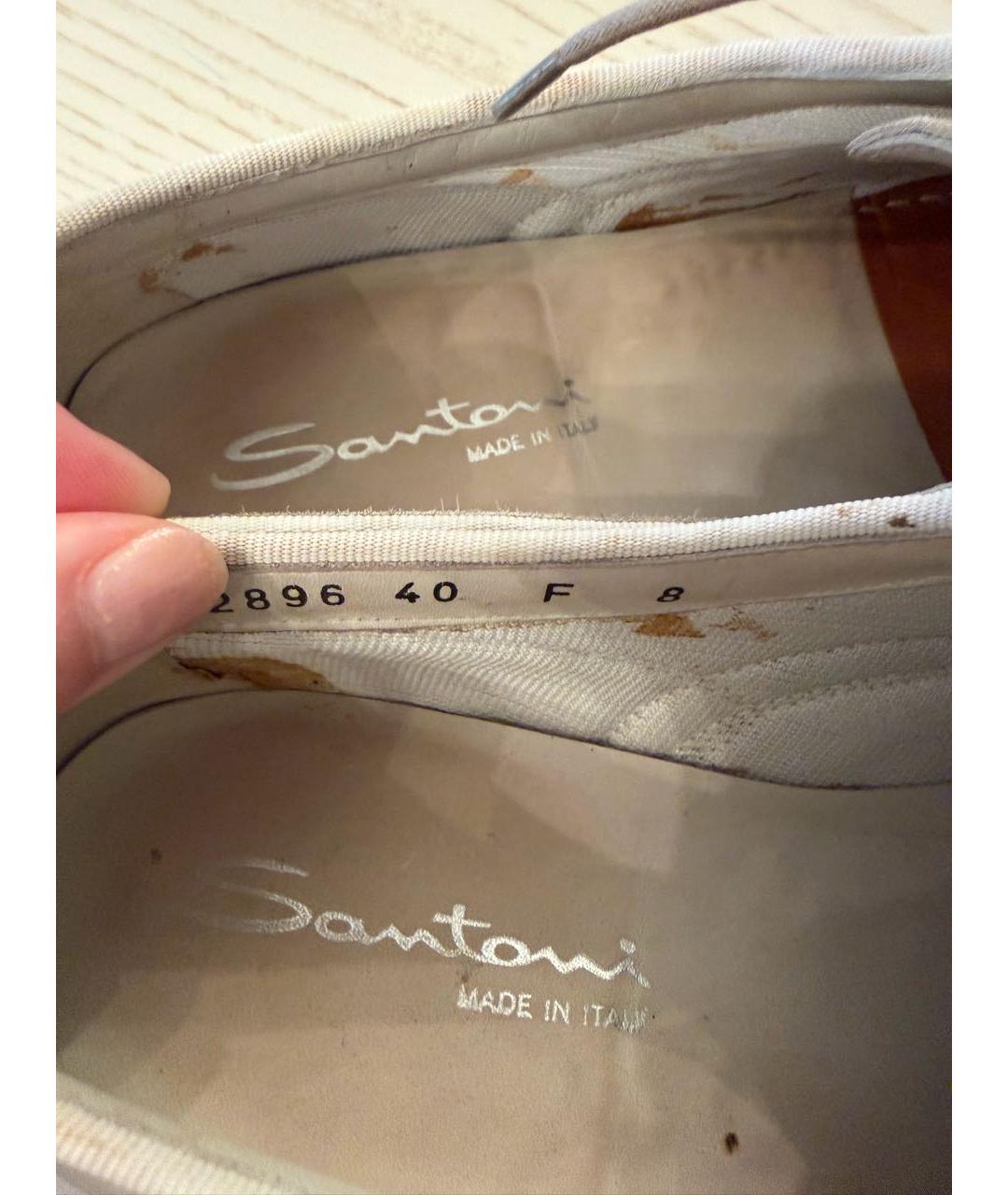 SANTONI Бежевые текстильные низкие кроссовки / кеды, фото 3