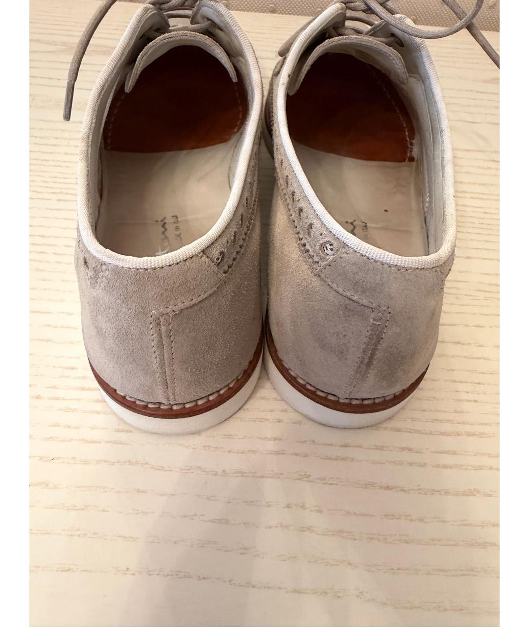 SANTONI Бежевые текстильные низкие кроссовки / кеды, фото 4