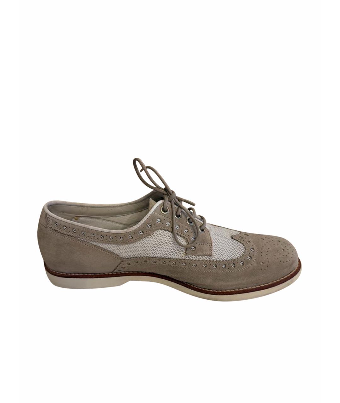 SANTONI Бежевые текстильные низкие кроссовки / кеды, фото 1