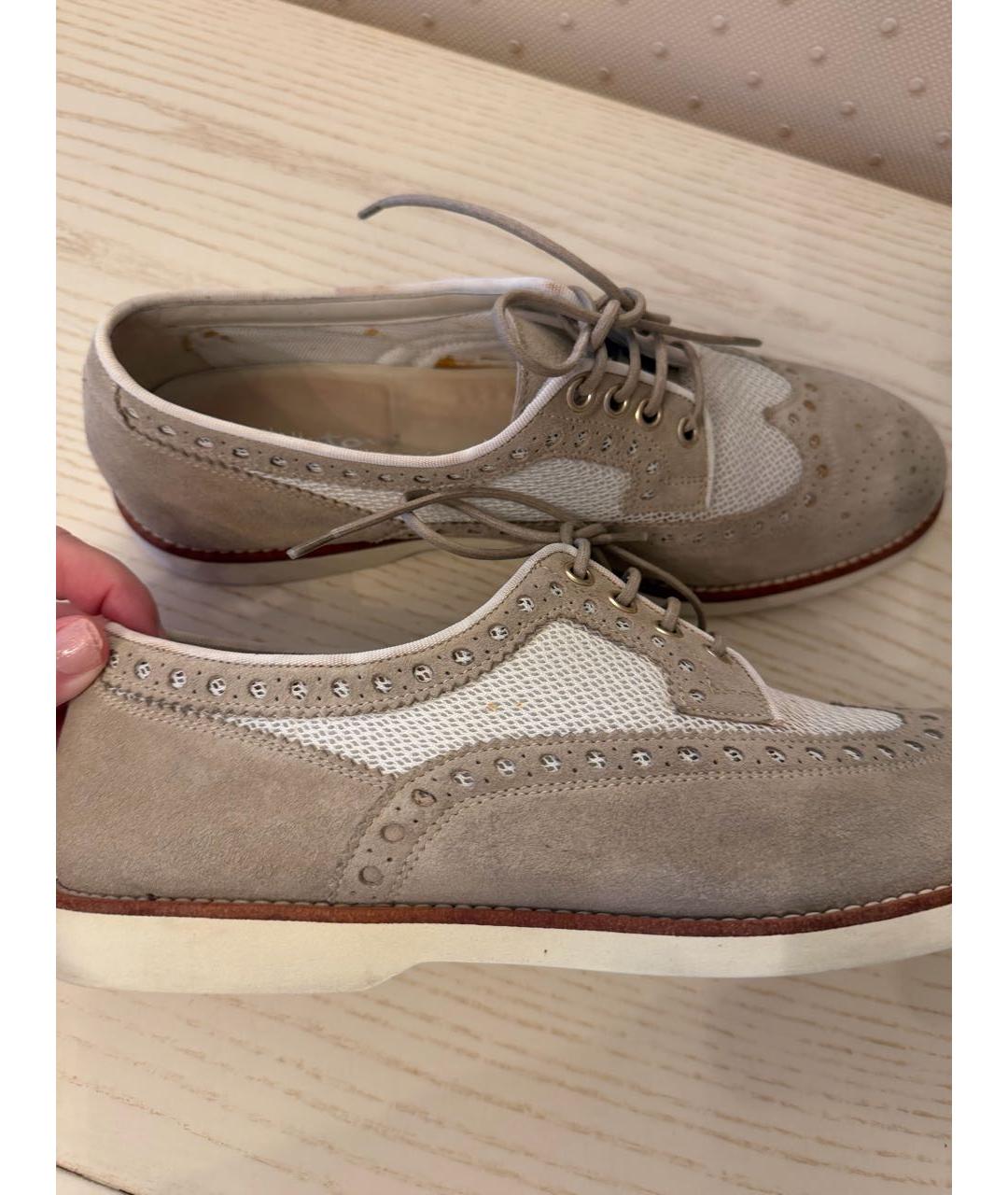 SANTONI Бежевые текстильные низкие кроссовки / кеды, фото 8