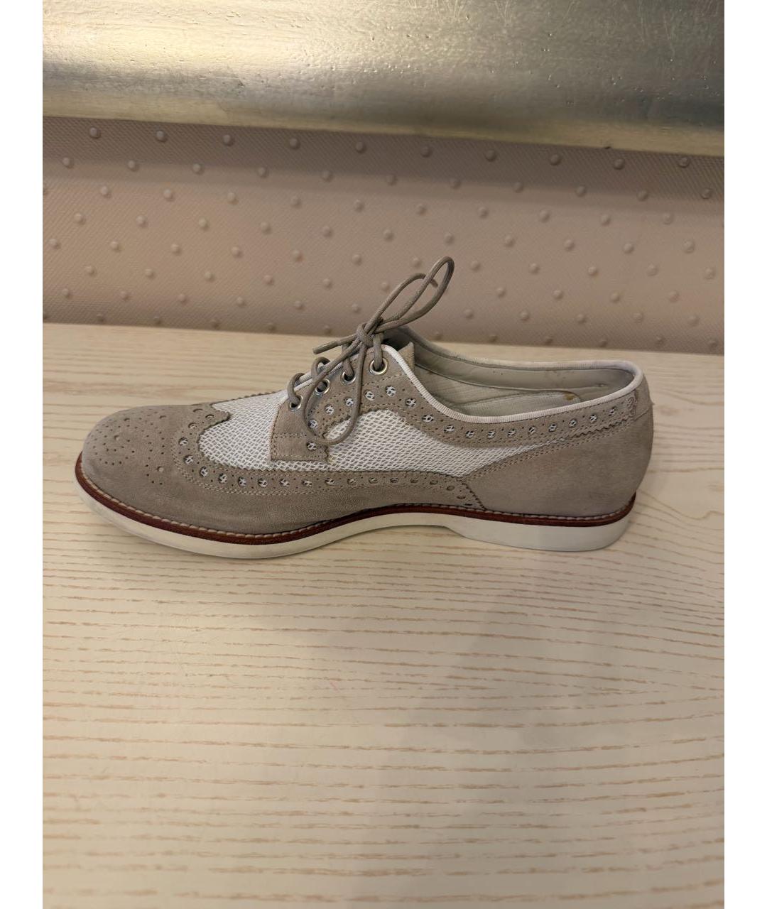 SANTONI Бежевые текстильные низкие кроссовки / кеды, фото 9