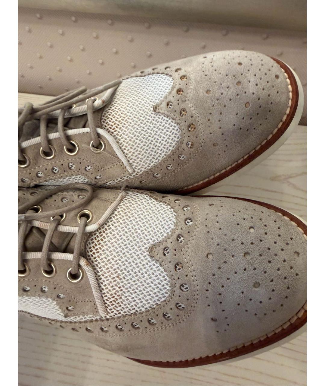 SANTONI Бежевые текстильные низкие кроссовки / кеды, фото 6