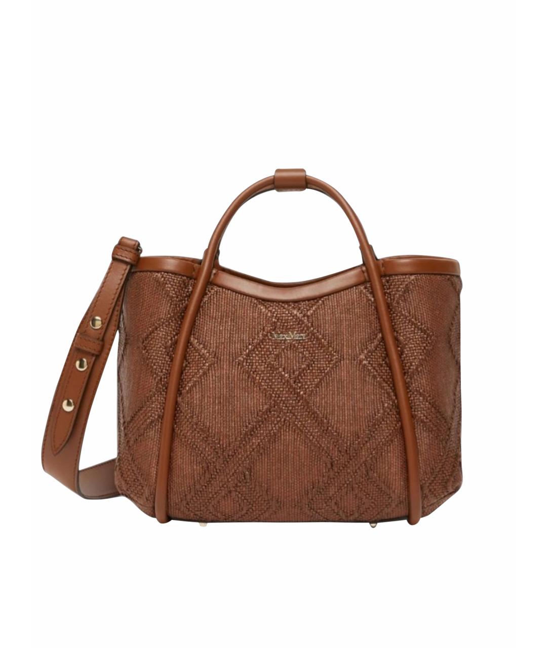 MAX MARA Коричневая тканевая сумка тоут, фото 1