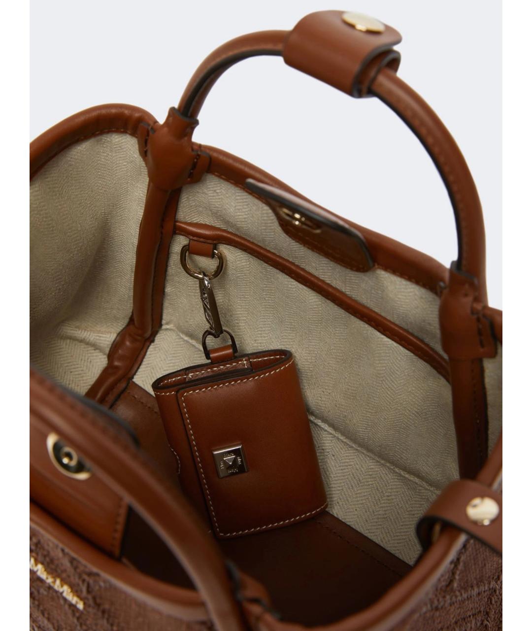 MAX MARA Коричневая тканевая сумка тоут, фото 5