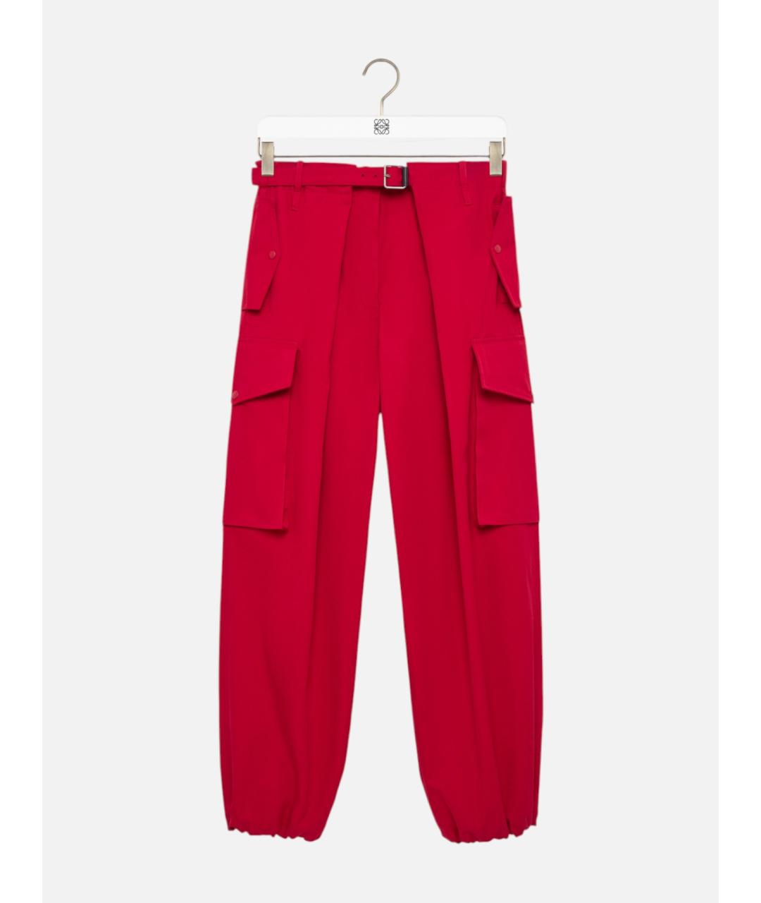 LOEWE Красные хлопковые брюки широкие, фото 6