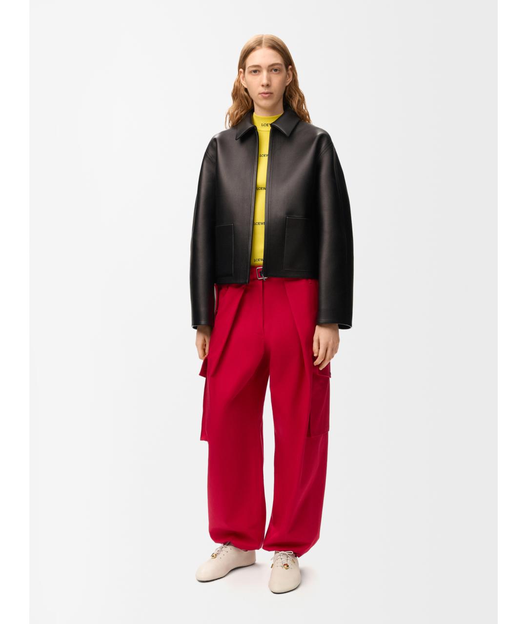 LOEWE Красные хлопковые брюки широкие, фото 2