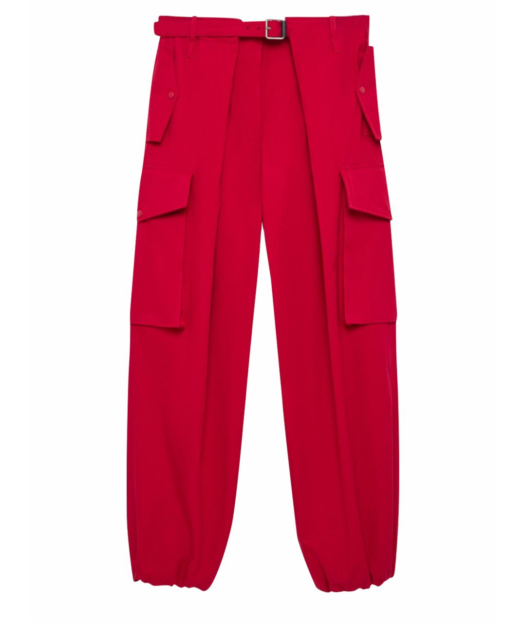 LOEWE Красные хлопковые брюки широкие, фото 1