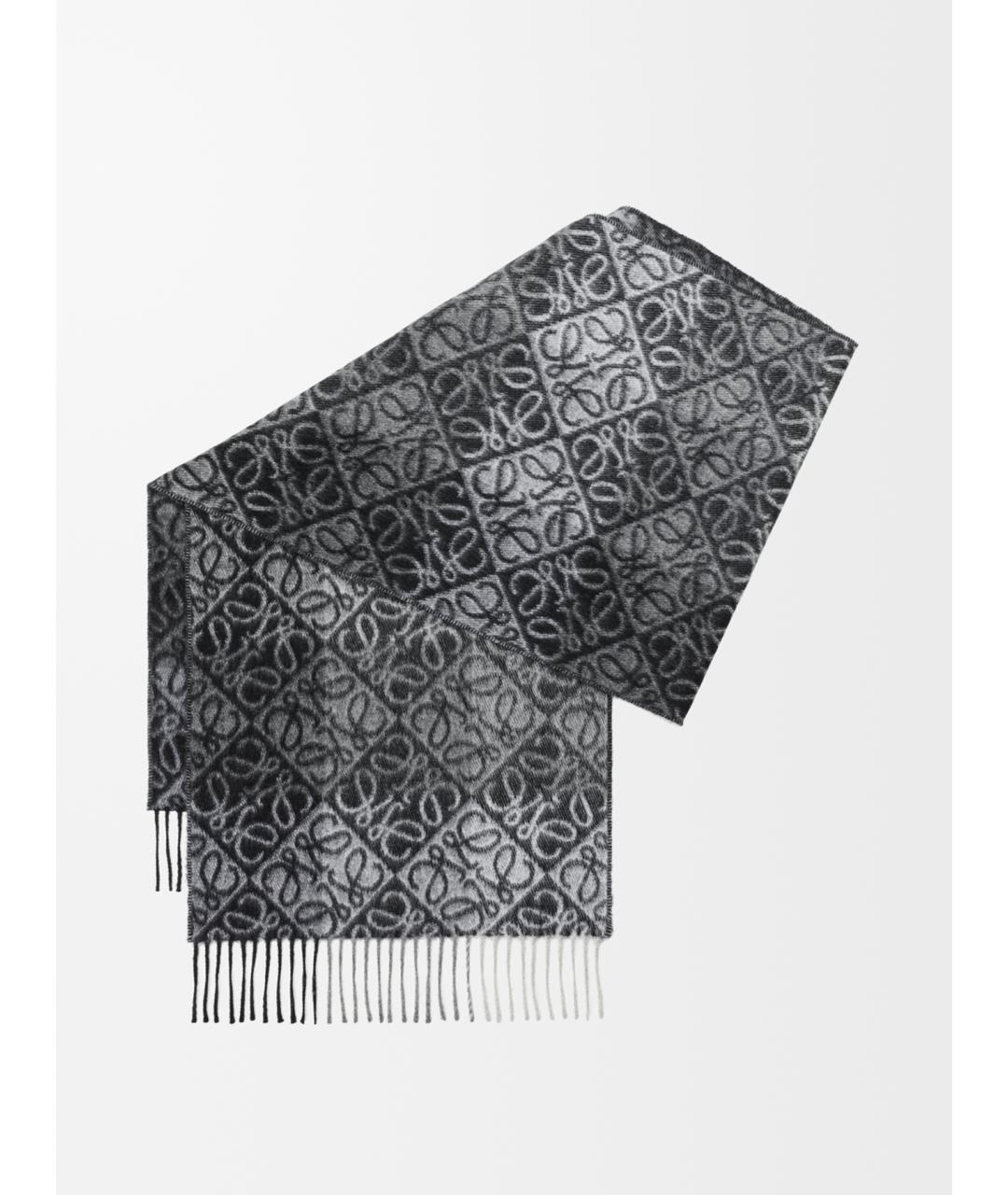 LOEWE Черный шерстяной шарф, фото 4