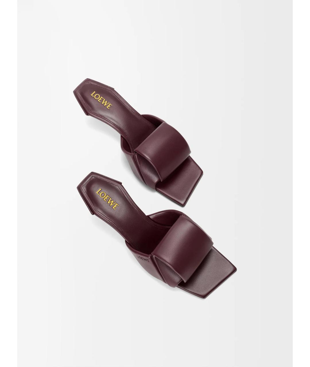 LOEWE Бордовые кожаные мюли, фото 3