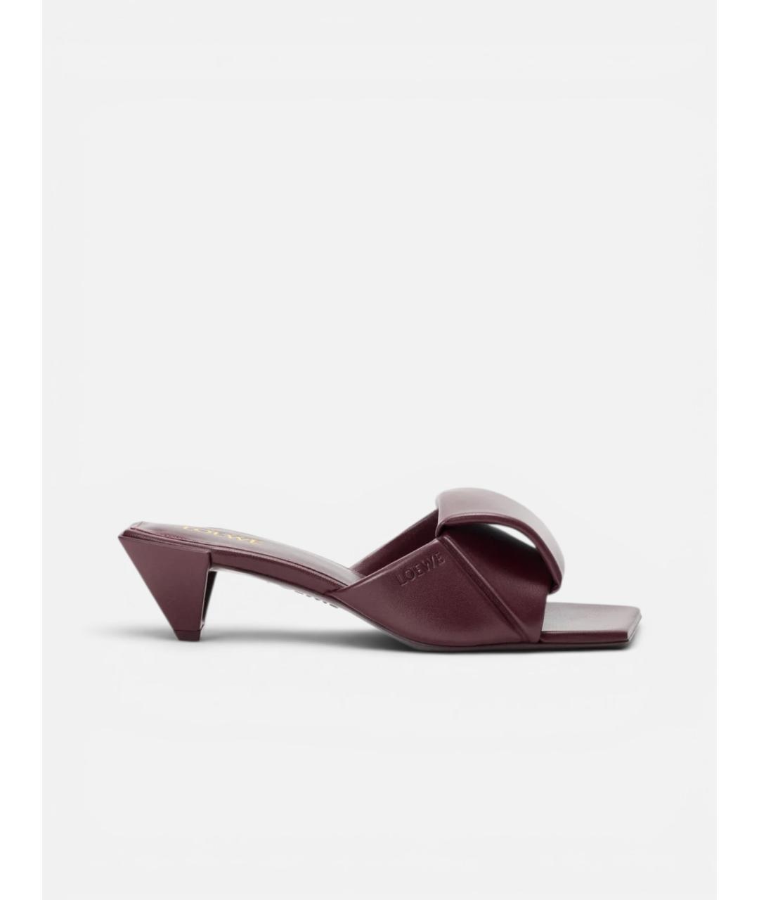 LOEWE Бордовые кожаные мюли, фото 8