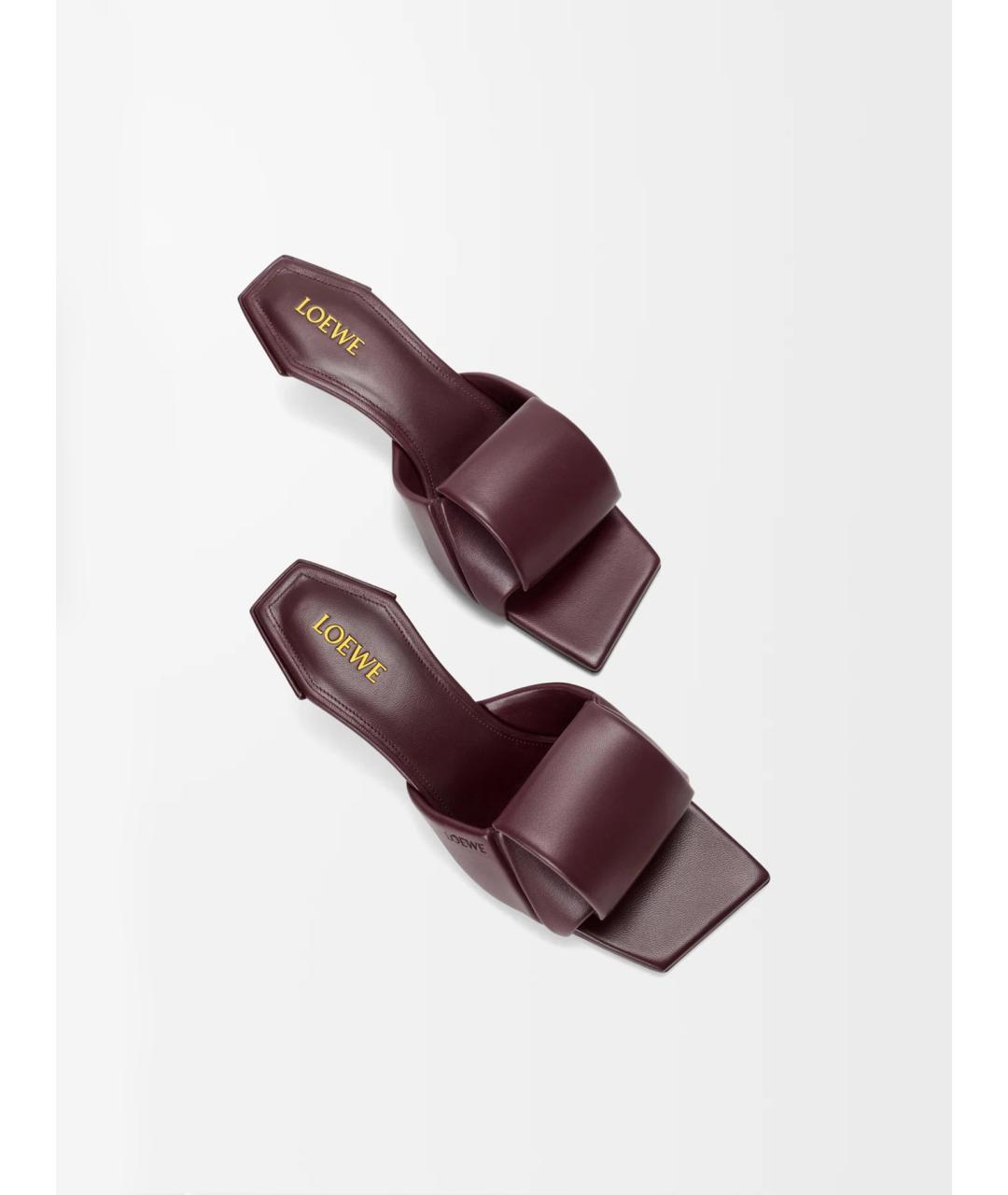 LOEWE Бордовые кожаные мюли, фото 5